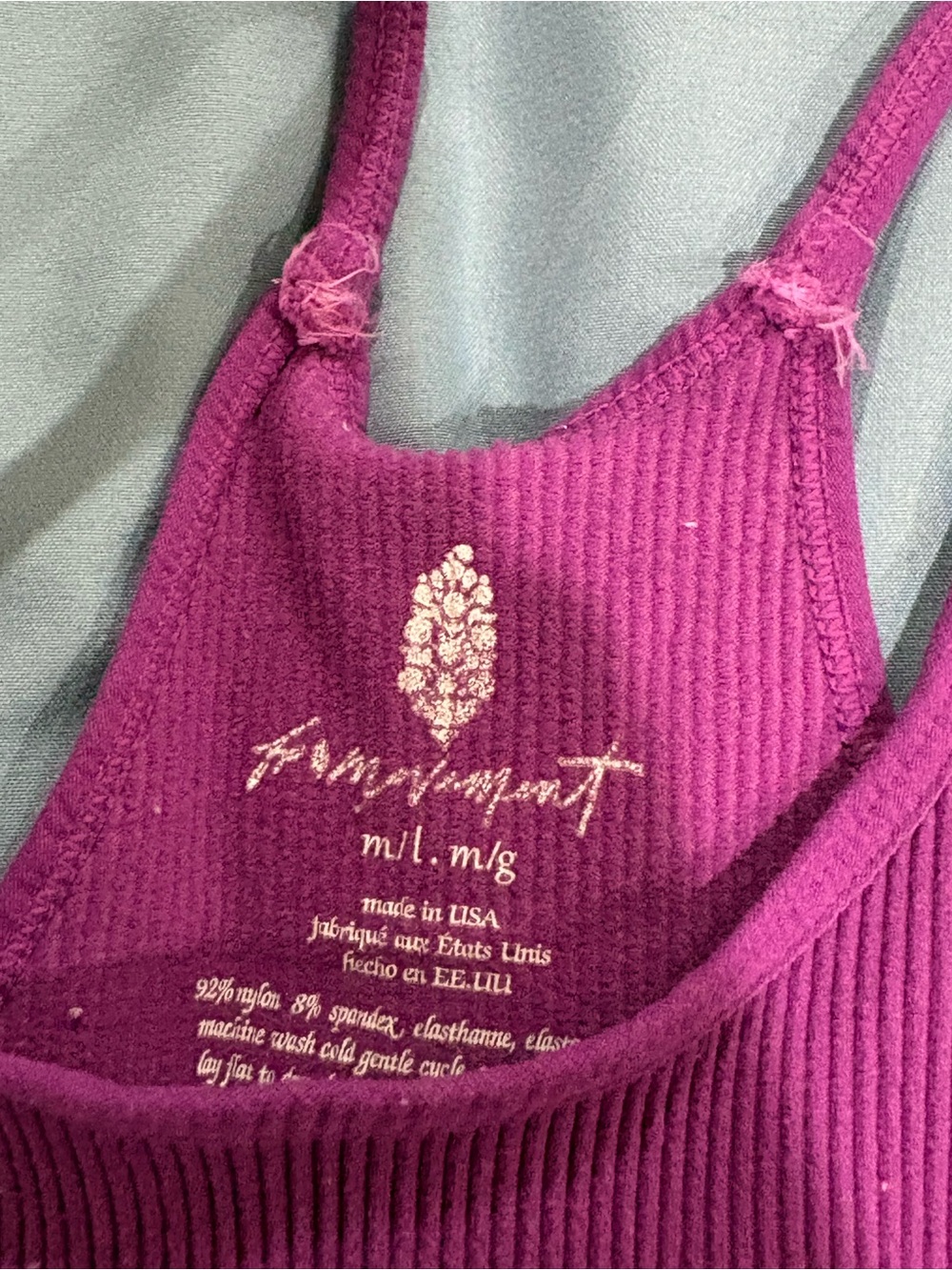 Free People Purple Ribbed Racerback Cropped Tank - Picture 2 of 3